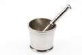 Traditional steel mortar and pestle Royalty Free Stock Photo