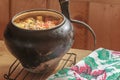 Traditional stew meal cooked in wood-fired oven