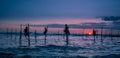 Traditional stilt fisherman in Sri Lanka Royalty Free Stock Photo