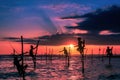 Traditional stilt fisherman in Sri Lanka Royalty Free Stock Photo