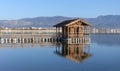 A traditional stilt house in the lagoon of Messolonghi, Greece, called \