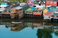Traditional stilt houses know as palafitos in the city of Castro at Chiloe Island in Chile Royalty Free Stock Photo