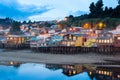 Traditional stilt houses know as palafitos in the city of Castro at Chiloe Island in Chile Royalty Free Stock Photo