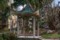 Traditional stilted pavilion in a Chinese abandoned garden