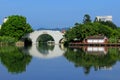 Traditional stone arch bridge, West Lake Park, Fuzhou, China Royalty Free Stock Photo