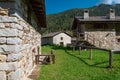 Camonica Valley, Valbione, Ponte di Legno, Italy Traditional alpine houses Royalty Free Stock Photo