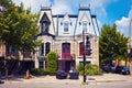 Traditional stone house on Cherrier street in Montreal, Quebec, Canada