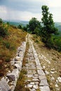 Traditional stone-made footwalk in Zagoria area Royalty Free Stock Photo