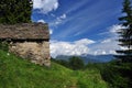 Traditional stone mountain architecture. Alpine house