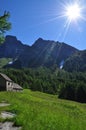 Traditional stone mountain architecture. Alpine house