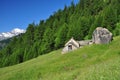 Traditional stone mountain architecture. Alpine house
