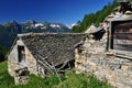 Traditional stone mountain architecture. Alpine house