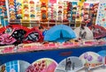 Traditional store in Andalusia with selection of female fans, colorful decorated ladies accessories Royalty Free Stock Photo