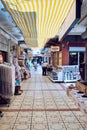 Traditional stores and people in historical malgaca square passage in Urla, ÃÂ°zmir, Turkey