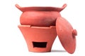 Traditional stoves and pots set made of red clay Royalty Free Stock Photo