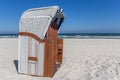 Traditional Strandkorb beach chair on Rugen island Royalty Free Stock Photo