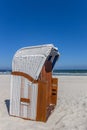 Traditional Strandkorb beach chair on Rugen island Royalty Free Stock Photo