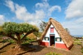 Traditional strawy architecture on Madeira island, Santana, Portugal Royalty Free Stock Photo