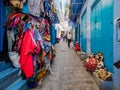 Traditional street clothing market in Chefchaouen