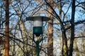 Traditional street lampposts around a park in Berlin