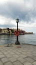 a street light in the harbor, Chania, Creta, Greek islands, Greece Royalty Free Stock Photo