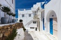 Traditional street of Mykonos island in Greece Royalty Free Stock Photo