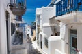 Traditional street of Mykonos island in Greece Royalty Free Stock Photo