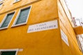 Traditional street name signs in the old town of Venice, Italy