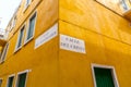 Traditional street name signs in the old town of Venice, Italy