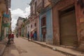 Traditional street with old classic houses. Havana. Cuba