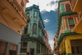 Traditional street with old classic houses. Havana. Cuba