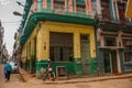 Traditional street with old classic houses. Havana. Cuba