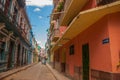 Traditional street with old classic houses. Havana. Cuba