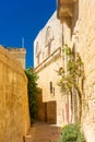 Traditional street in the town center of Mdina, the silent city of  Malta Royalty Free Stock Photo