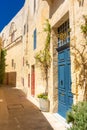 Traditional street in the town center of Mdina, the silent city of  Malta Royalty Free Stock Photo