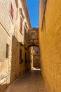 Traditional street in the town center of Mdina, the silent city of  Malta Royalty Free Stock Photo