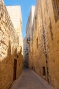 Traditional street in the town center of Mdina, the silent city of  Malta Royalty Free Stock Photo