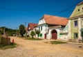 Traditional street view of saxon village in Transylvania. Chirpar, Sibiu County, Romania