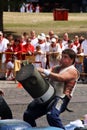 Traditional strength competition in Pamplona, Spain.