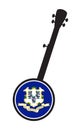 Traditional 5 String Banjo Silhouette With Connecticut State flag Icon Royalty Free Stock Photo