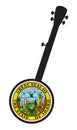 Traditional 5 String Banjo Silhouette With Idaho State Seal Icon Royalty Free Stock Photo