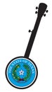 Traditional 5 String Banjo Silhouette With Texas State Seal Icon Royalty Free Stock Photo