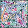 Traditional Style Colorful Paisley Roses Bandana .