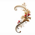 Golden Floral Ornament Vector With Detailed Brushwork