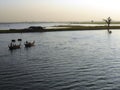 Boats on Taungthaman Lake, Amarapura, Myanmar Royalty Free Stock Photo