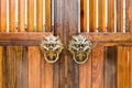 Traditional wooden door and knocker Royalty Free Stock Photo