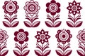 Bold decorative floral motifs form a beautiful repeating artistic illustration pattern. Royalty Free Stock Photo