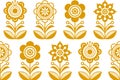 Bold decorative floral motifs form a beautiful repeating artistic illustration pattern. Royalty Free Stock Photo