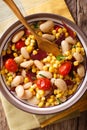 Traditional succotash of corn, butter beans, tomatoes and bacon Royalty Free Stock Photo