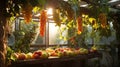 Traditional Sukkot backdrop, celebrating nature's bounty and communal gatherings.